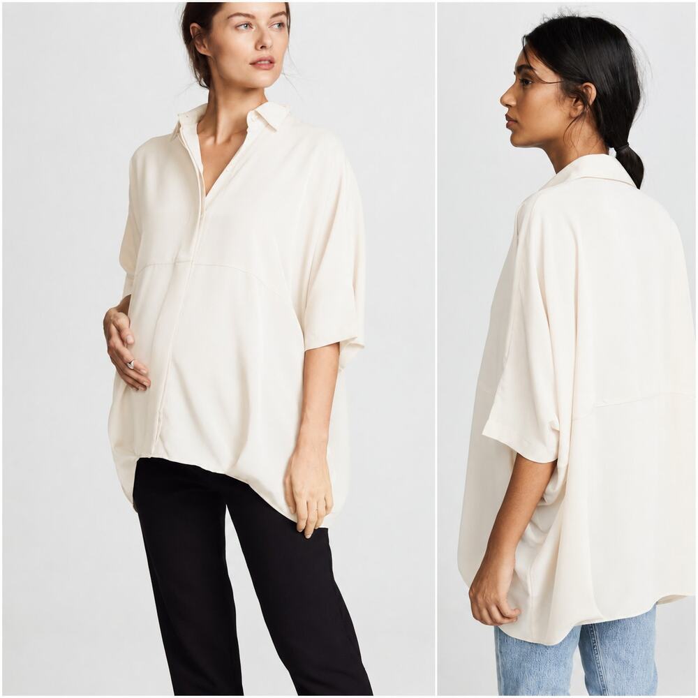 HATCH Maternity The Button Down Shirt in Ivory Cream O/S